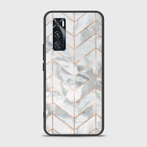 Vivo V20 SE Cover - White Marble Series 2 - HQ Ultra Shine Premium Infinity Glass Soft Silicon Borders Case