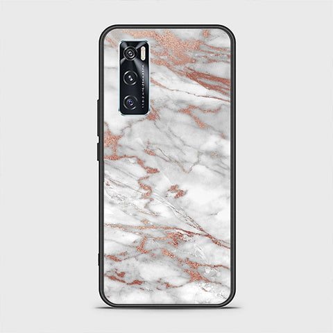 Vivo V20 SE Cover - White Marble Series 2 - HQ Ultra Shine Premium Infinity Glass Soft Silicon Borders Case