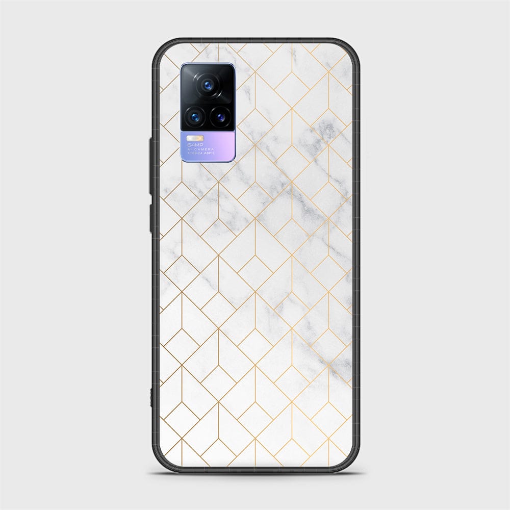 Vivo Y73 Cover - White Marble Series 2 - HQ Ultra Shine Premium Infinity Glass Soft Silicon Borders Case