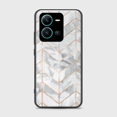 Vivo V25e Cover- White Marble Series 2 - HQ Ultra Shine Premium Infinity Glass Soft Silicon Borders Case