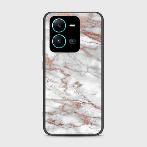 Vivo V25e Cover- White Marble Series 2 - HQ Ultra Shine Premium Infinity Glass Soft Silicon Borders Case