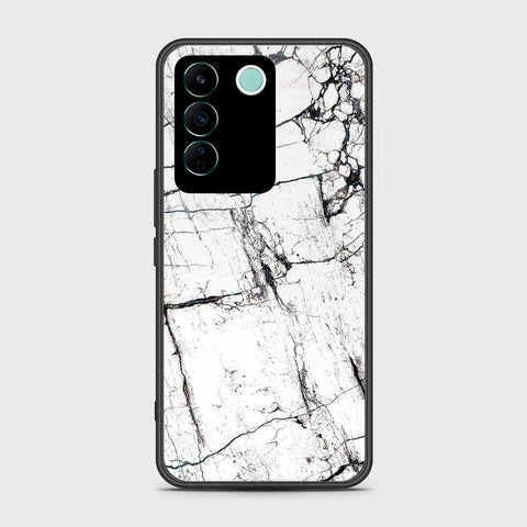 Vivo V27e Cover- White Marble Series 2 - HQ Ultra Shine Premium Infinity Glass Soft Silicon Borders Case