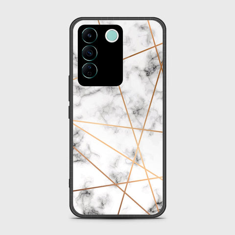 Vivo V27e Cover- White Marble Series 2 - HQ Ultra Shine Premium Infinity Glass Soft Silicon Borders Case