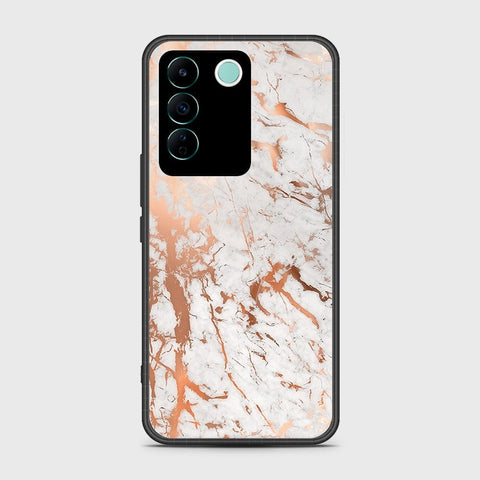 Vivo V27e Cover- White Marble Series 2 - HQ Ultra Shine Premium Infinity Glass Soft Silicon Borders Case