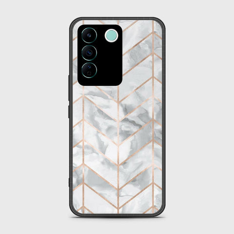 Vivo V27e Cover- White Marble Series 2 - HQ Ultra Shine Premium Infinity Glass Soft Silicon Borders Case