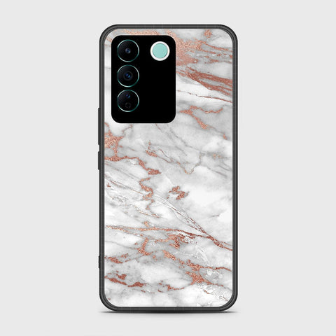 Vivo V27e Cover- White Marble Series 2 - HQ Ultra Shine Premium Infinity Glass Soft Silicon Borders Case