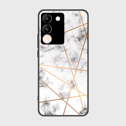 vivo V29e Cover- White Marble Series 2 - HQ Ultra Shine Premium Infinity Glass Soft Silicon Borders Case