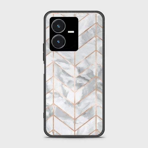 Vivo Y22s Cover- White Marble Series 2 - HQ Ultra Shine Premium Infinity Glass Soft Silicon Borders Case