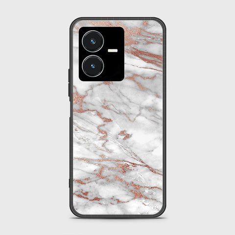 Vivo Y22s Cover- White Marble Series 2 - HQ Ultra Shine Premium Infinity Glass Soft Silicon Borders Case