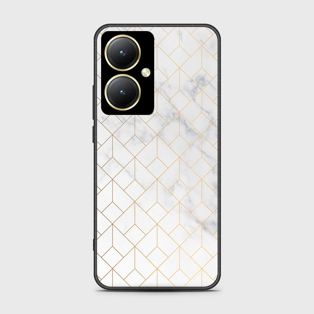 Vivo Y35m Plus Cover- White Marble Series 2 - HQ Ultra Shine Premium Infinity Glass Soft Silicon Borders Case