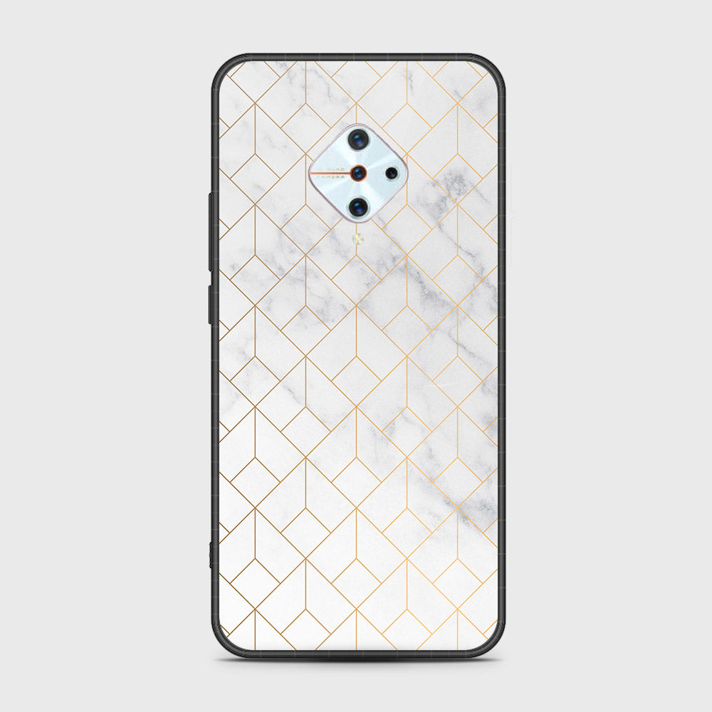 Vivo Y9s Cover- White Marble Series 2 - HQ Ultra Shine Premium Infinity Glass Soft Silicon Borders Case