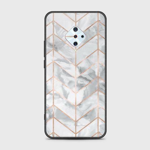 Vivo Y9s Cover- White Marble Series 2 - HQ Ultra Shine Premium Infinity Glass Soft Silicon Borders Case