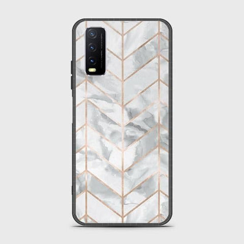 Vivo Y20T Cover - White Marble Series 2 - HQ Ultra Shine Premium Infinity Glass Soft Silicon Borders Case