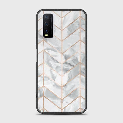 Vivo Y20i Cover - White Marble Series 2 - HQ Ultra Shine Premium Infinity Glass Soft Silicon Borders Case