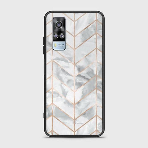 Vivo Y53s 4G Cover - White Marble Series 2 - HQ Ultra Shine Premium Infinity Glass Soft Silicon Borders Case