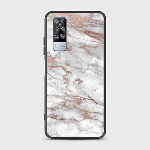 Vivo Y51s Cover - White Marble Series 2 - HQ Ultra Shine Premium Infinity Glass Soft Silicon Borders Case