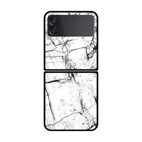 Samsung Galaxy Z Flip 3 5G Cover- White Marble Series 2 - HQ Premium Shine Durable Shatterproof Case