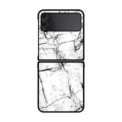 Samsung Galaxy Z Flip 4 5G Cover- White Marble Series 2 - HQ Premium Shine Durable Shatterproof Case - Soft Silicon Borders