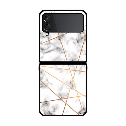 Samsung Galaxy Z Flip 4 5G Cover- White Marble Series 2 - HQ Premium Shine Durable Shatterproof Case - Soft Silicon Borders