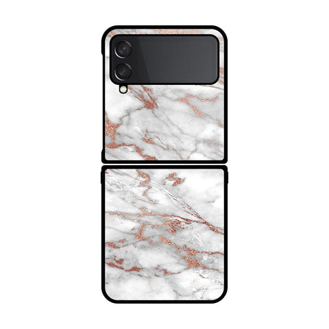 Samsung Galaxy Z Flip 4 5G Cover- White Marble Series 2 - HQ Premium Shine Durable Shatterproof Case - Soft Silicon Borders