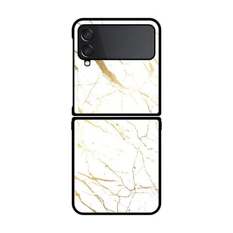 Samsung Galaxy Z Flip 4 5G Cover- White Marble Series 2 - HQ Premium Shine Durable Shatterproof Case - Soft Silicon Borders