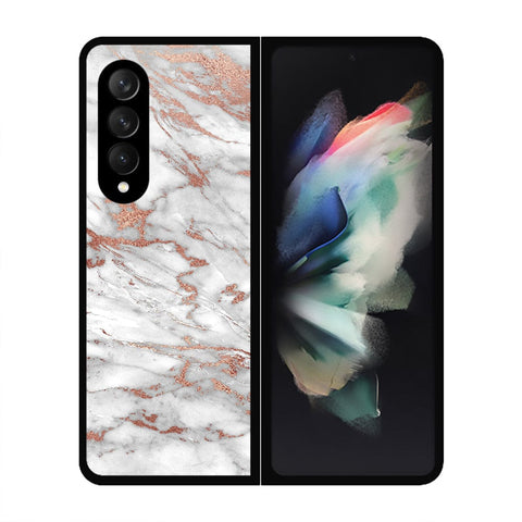 Samsung Galaxy Z Fold 3 5G Cover- White Marble Series 2 - HQ Premium Shine Durable Shatterproof Case - Soft Silicon Borders