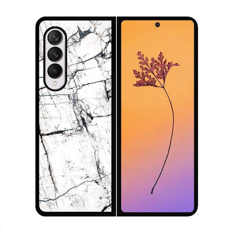 Samsung Galaxy Z Fold 4 5G Cover - White Marble Series 2 - HQ Premium Shine Durable Shatterproof Case - Soft Silicon Borders