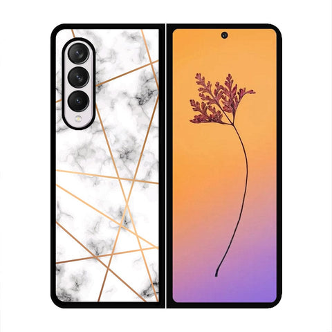 Samsung Galaxy Z Fold 4 5G Cover - White Marble Series 2 - HQ Premium Shine Durable Shatterproof Case - Soft Silicon Borders