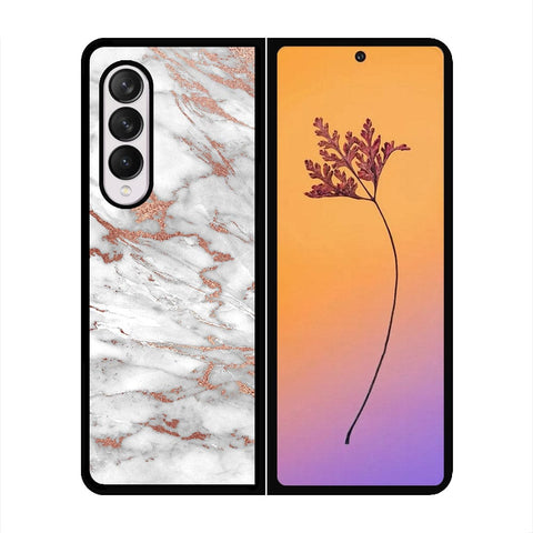 Samsung Galaxy Z Fold 4 5G Cover - White Marble Series 2 - HQ Premium Shine Durable Shatterproof Case - Soft Silicon Borders