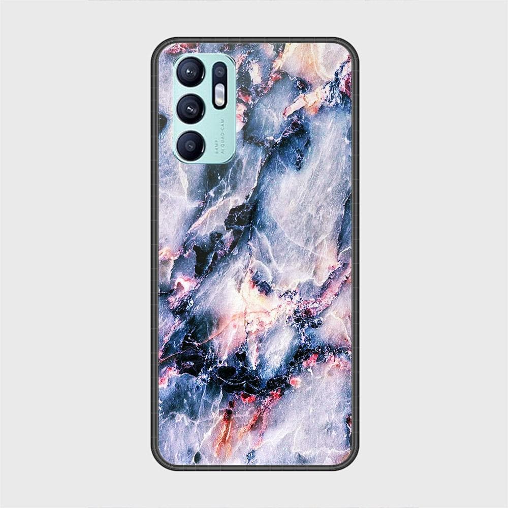 Oppo Reno 6 Cover - Colorful Marble Series - HQ Ultra Shine Premium Infinity Glass Soft Silicon Borders Case