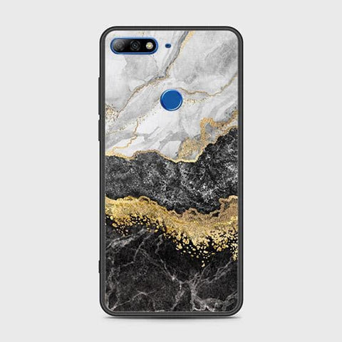 Huawei Y7 2018 Cover - Colorful Marble Series - HQ Ultra Shine Premium Infinity Glass Soft Silicon Borders Case