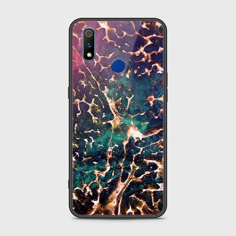 Realme 3i Cover - Colorful Marble Series - HQ Ultra Shine Premium Infinity Glass Soft Silicon Borders Case