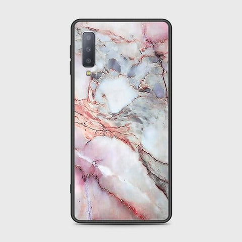 Samsung Galaxy A7 2018 Cover - Colorful Marble Series - HQ Ultra Shine Premium Infinity Glass Soft Silicon Borders Case