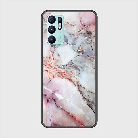 Oppo Reno 6 Cover - Colorful Marble Series - HQ Ultra Shine Premium Infinity Glass Soft Silicon Borders Case