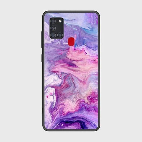 Samsung Galaxy A21s Cover - Colorful Marble Series - HQ Ultra Shine Premium Infinity Glass Soft Silicon Borders Case