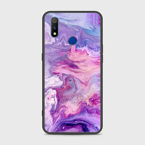 Realme 3i Cover - Colorful Marble Series - HQ Ultra Shine Premium Infinity Glass Soft Silicon Borders Case