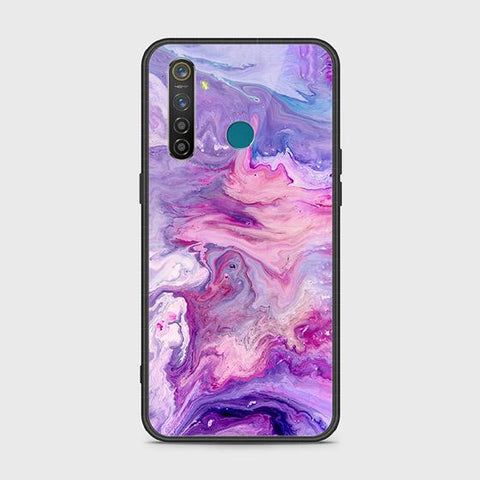 Realme 5 Pro Cover - Colorful Marble Series - HQ Ultra Shine Premium Infinity Glass Soft Silicon Borders Case