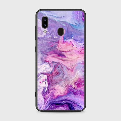 Samsung Galaxy A20 Cover - Colorful Marble Series - HQ Ultra Shine Premium Infinity Glass Soft Silicon Borders Case