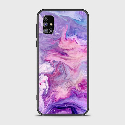 Samsung Galaxy M02s Cover - Colorful Marble Series - HQ Ultra Shine Premium Infinity Glass Soft Silicon Borders Case