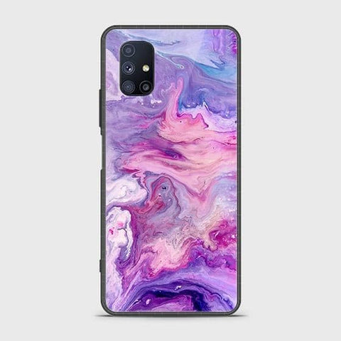 Samsung Galaxy M51 Cover - Colorful Marble Series - HQ Ultra Shine Premium Infinity Glass Soft Silicon Borders Case