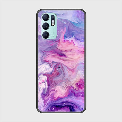 Oppo Reno 6 Cover - Colorful Marble Series - HQ Ultra Shine Premium Infinity Glass Soft Silicon Borders Case