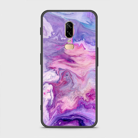 OnePlus 6 Cover- Colorful Marble Series - HQ Ultra Shine Premium Infinity Glass Soft Silicon Borders Case