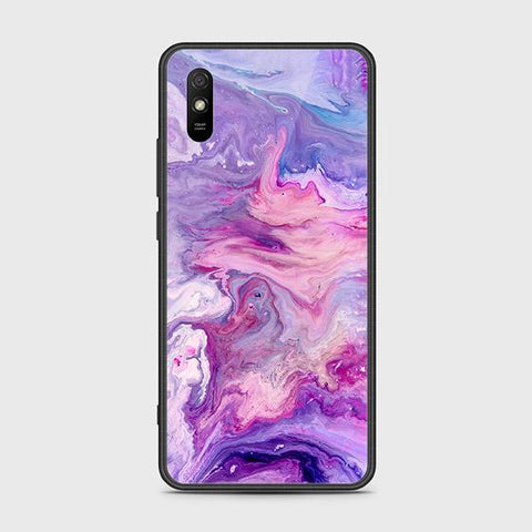 Xiaomi Redmi 9A Cover - Colorful Marble Series - HQ Ultra Shine Premium Infinity Glass Soft Silicon Borders Case