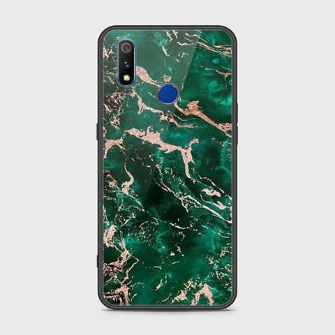 Realme 3i Cover - Colorful Marble Series - HQ Ultra Shine Premium Infinity Glass Soft Silicon Borders Case