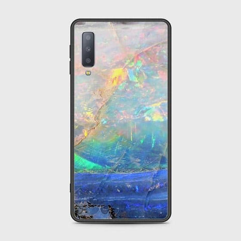 Samsung Galaxy A7 2018 Cover - Colorful Marble Series - HQ Ultra Shine Premium Infinity Glass Soft Silicon Borders Case