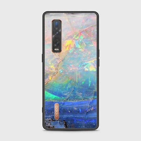 Oppo Find X2 Pro Cover - Colorful Marble Series - HQ Ultra Shine Premium Infinity Glass Soft Silicon Borders Case