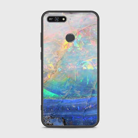 Huawei Y6 Prime 2018 Cover - Colorful Marble Series - HQ Ultra Shine Premium Infinity Glass Soft Silicon Borders Case