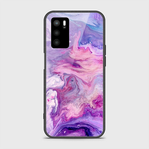 Oppo A16s Cover- Colorful Marble Series - HQ Ultra Shine Premium Infinity Glass Soft Silicon Borders Case