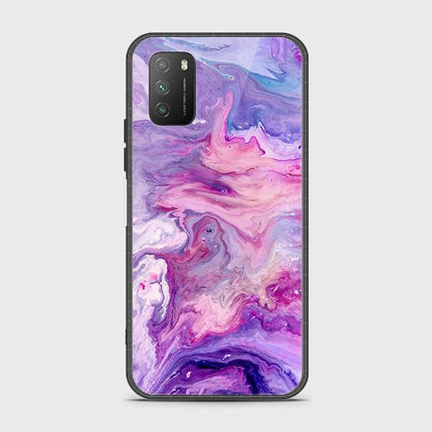 Xiaomi Redmi 9T Cover - Colorful Marble Series - HQ Ultra Shine Premium Infinity Glass Soft Silicon Borders Case