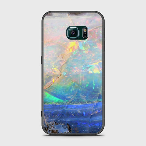 Samsung Galaxy S6 Edge Cover- Colorful Marble Series - HQ Ultra Shine Premium Infinity Glass Soft Silicon Borders Case